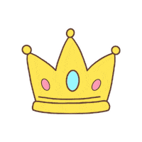 miniwafflessco pink blue yellow crown Sticker
