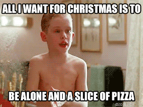 macaulay culkin all i want for christmas is to be alone and a slice of pizza GIF by Home Alone