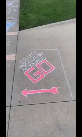Family Makes Sidewalk Chalk Monopoly Game During COVID-19 Lockdown