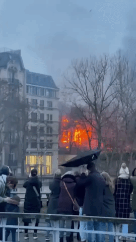 Fire Breaks Out Near Seine in Central Paris