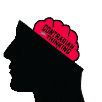 contrarianthinking head think ideas codie sanchez Sticker