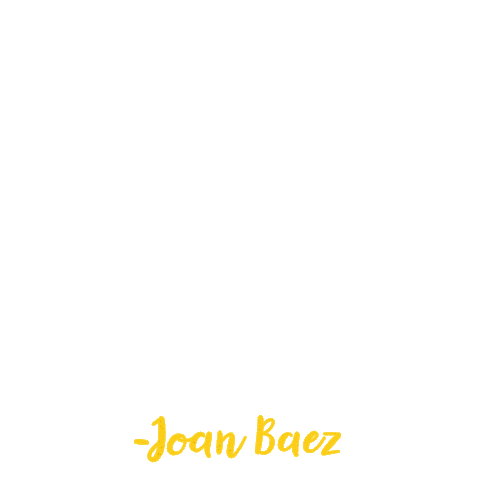 Text gif. Stylized yellow, pink, and orange text against a transparent background reads, “Action is the antidote to despair - Joan Baez.”