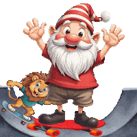 Skateboarding Cute Gnome Sticker