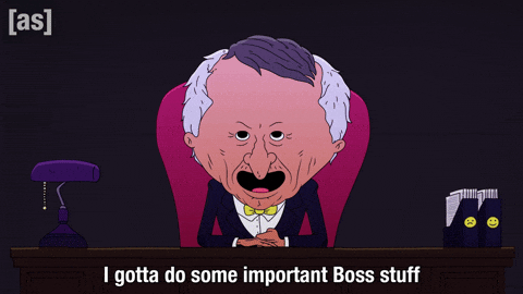 Boss Sitting Down GIF by Adult Swim
