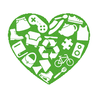 kringloopwinkelrataplan love heart green world Sticker