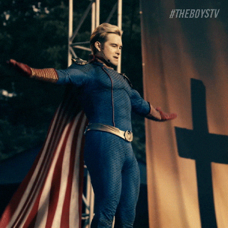 Superhero floating down off a stage Superhero floating down off a stage
