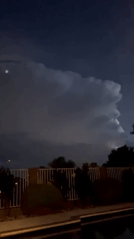 Nighttime Clouds Lit Up by Lighting in Fort Worth