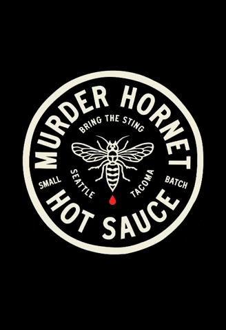 MurderHornetSauce giphygifmaker logo murder hornet hot sauce GIF