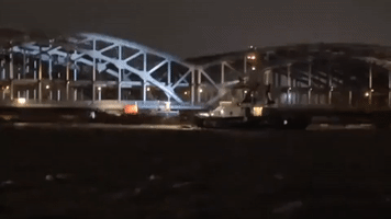 Barge Hits Bridge in Hamburg During Powerful Storm