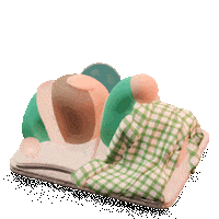 Sticker gif. Man sleeping on his side is facing away from us. He has green pajamas on and a matching green sleep hat and green plaid blanket. Z's and a big spit bubble inflates and deflates from his mouth as he snores rhythmically.