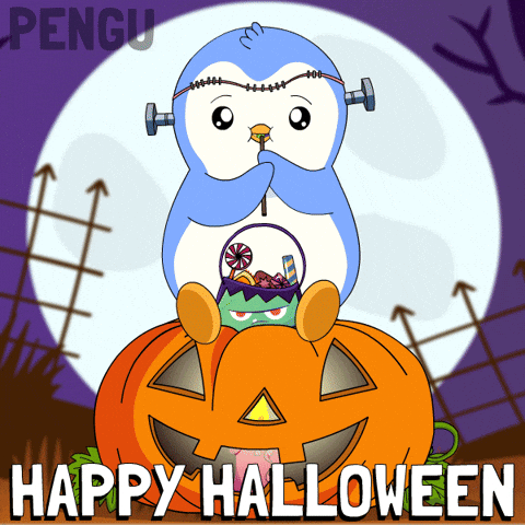 Scared Trick Or Treat GIF by Pudgy Penguins