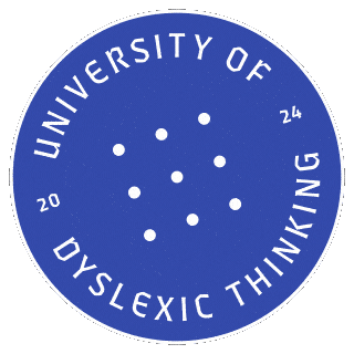 CharityMadeByDyslexia giphyupload dyslexia blue and white dyslexic Sticker