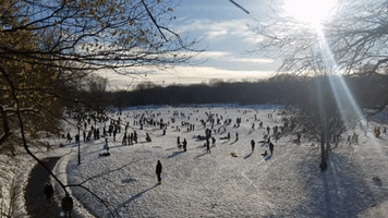 New Yorkers Hit the Slopes in Brooklyn's Prospect Park After Nor'easter