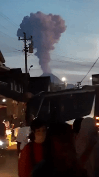 Towering Column of Smoke Erupts from Mount Merapi Volcano Near Yogyakarta