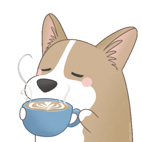 riskitdesign art dog coffee kawaii Sticker