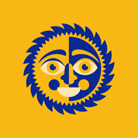 JefCaine happy blue face sun GIF