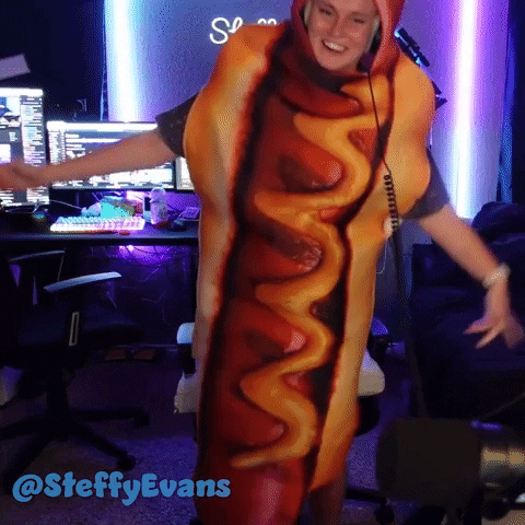 steffyevans dance hungry eating hotdog GIF