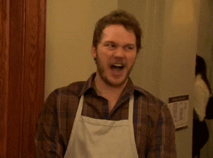 TV gif. Chris Pratt as Andy in Parks and Recreation glances away and cringes. A blurry spot appears over his mouth as he mouths, "Ew. What the bleep man?"