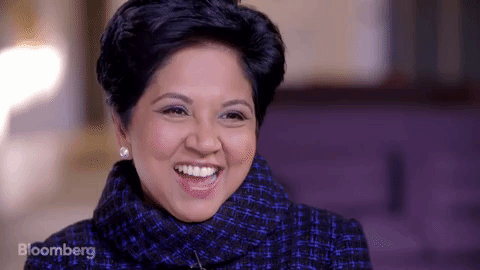 giphydvr laugh laughing giphyaaarchives indra nooyi GIF