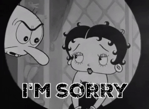sorry black and white GIF by Fleischer Studios