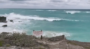 Waves Crash Against Bermuda Coast as Hurricane Sam Whips up Currents