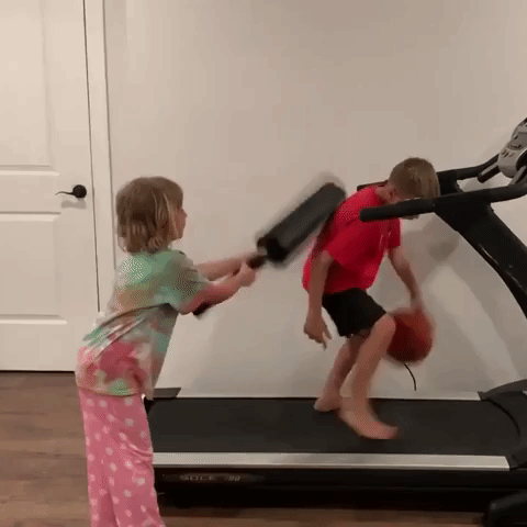 8-Year-Old Baller Dribbles on Treadmill