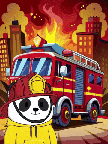 Fire Firefighter GIF by Pandu Pandas