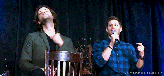 aborddelimpala giphyupload jensen ackles jared padalecki calm down GIF