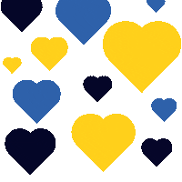 Blue And Gold Hearts Sticker by Allegheny College