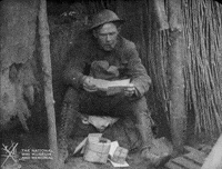 NationalWWIMuseum black and white reading military footage GIF