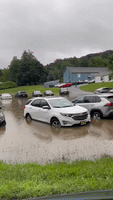 Cars Partially Submerged in Flooding at Stony Point, New York