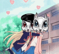 LibertySquareHQ love anime hug squirrel GIF