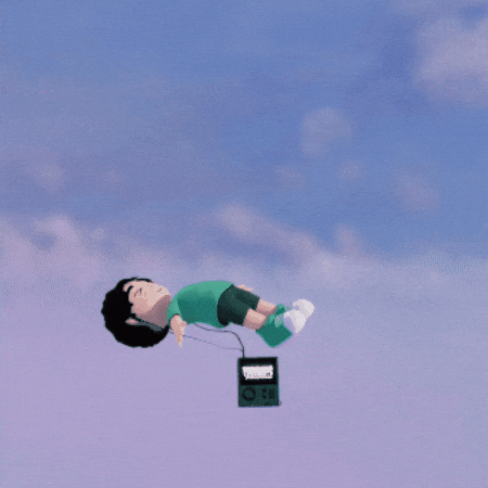 TrencherArt music vibing headphones levitate GIF