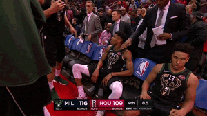 giannis antetokounmpo fist bump GIF by NBA