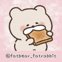 fatbear_fatrabbit happy pink eat rabbit GIF