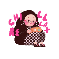 toestus girl drawing chill relax Sticker