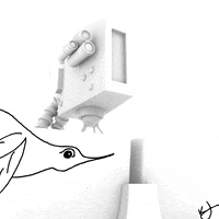 KarlJahnke black and white bird robot flying GIF