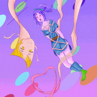 nbs_illust 妖怪 なかばやし 一反木綿 川姫 GIF