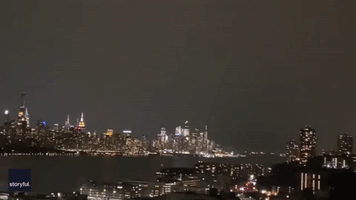 Lightning Strikes One World Trade Center in New York