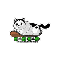 Cat Skating Sticker by Aqua Revolution