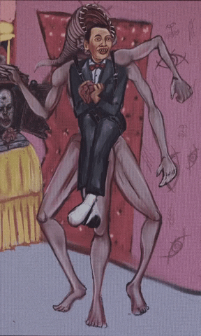 ObscurelyLit giphygifmaker creepy cult bubblegum GIF