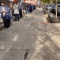 Line of Voters Stretches Along Brooklyn Street
