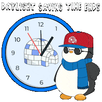 Fall Back Time Change Sticker by Pudgy Penguins