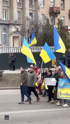 Residents in Melitopol Protest Russian Occupation of City