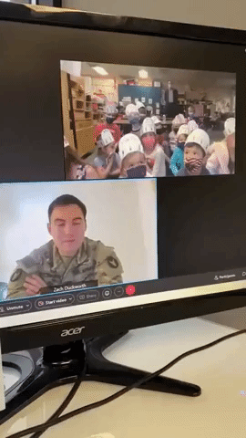 Deployed National Guardsman Chats Over Video With Daughter's Class in Minnesota for Veterans Day
