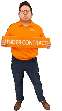 smithandassociatesrealestate smith and associates real estate real estate marketing andrew aviles guy holding orange sign Sticker