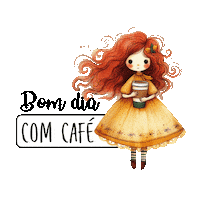 aduanstudio kawaii cafe bomdia redhair Sticker
