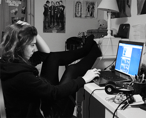 sad black and white GIF