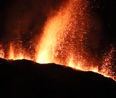 Piton de la Fournaise Volcano Erupts at Night