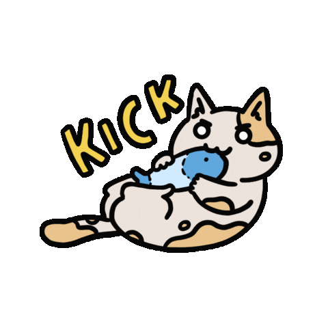 Kicking Cat Toy Sticker by Cat and Cat Comics